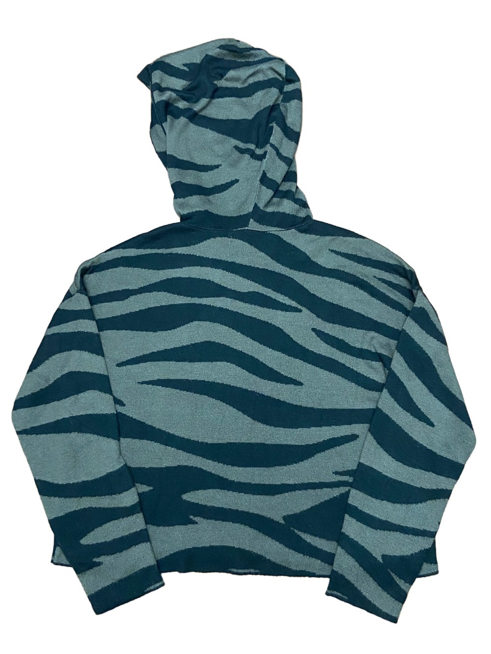 Anthropologie Women's
XS Kasia Knit Hoodie in Olive Green & Black Zebra Print - Picture 4 of 8